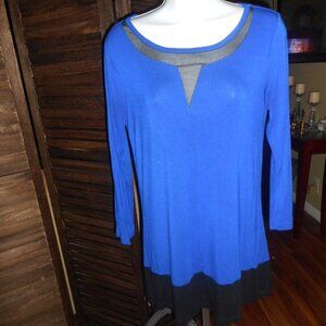 BOGO FREE, Royal Blue & Black knit tunic top, Size Small